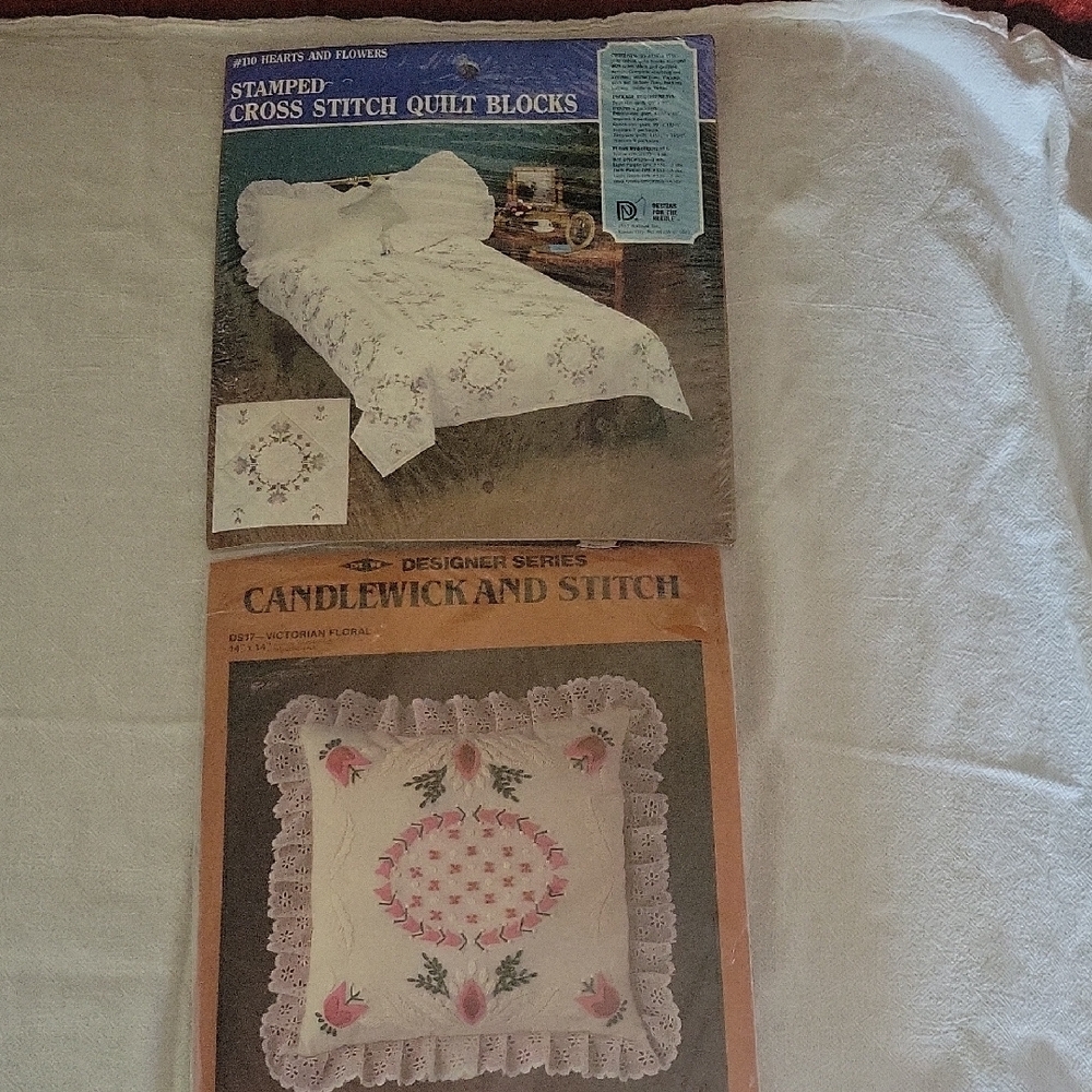 Stamped Cross Stitch Quilt Blocks and Candlewick Kit
